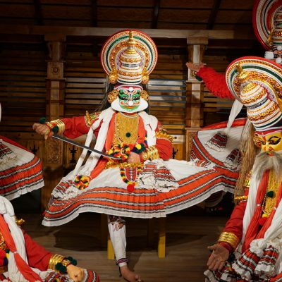 Kathakali,Performers,During,The,Traditional,Kathakali,Dance,Of,Kerala's,State